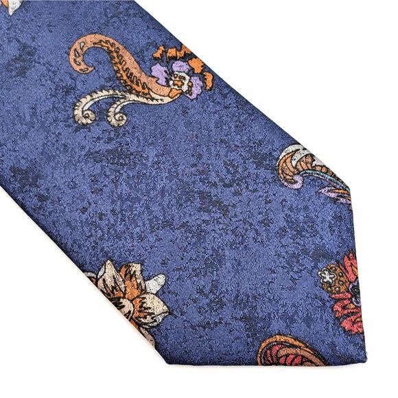 Vintage London Fog Mens Tie Paisley Floral Jewel Tones Ornate 1980s Made in USA - Picture 4 of 9
